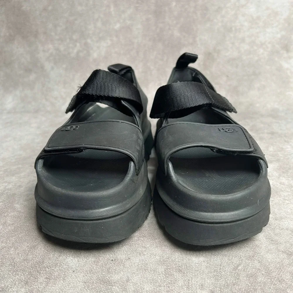UGG GoldenGlow Black Platform Sandals Water Friendly Chunky Strappy 1152685